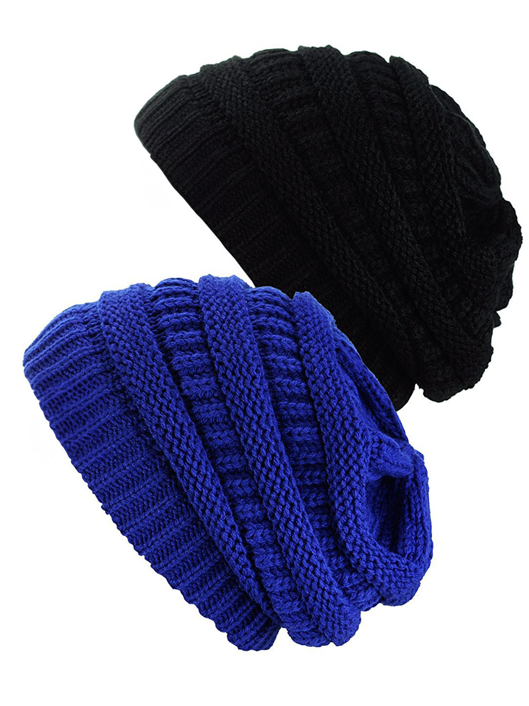 Gravity Threads 2 Pack Women's Knit Beanie Hats | Soft Acrylic Winter Caps For Men & Women, One Size Fits Most