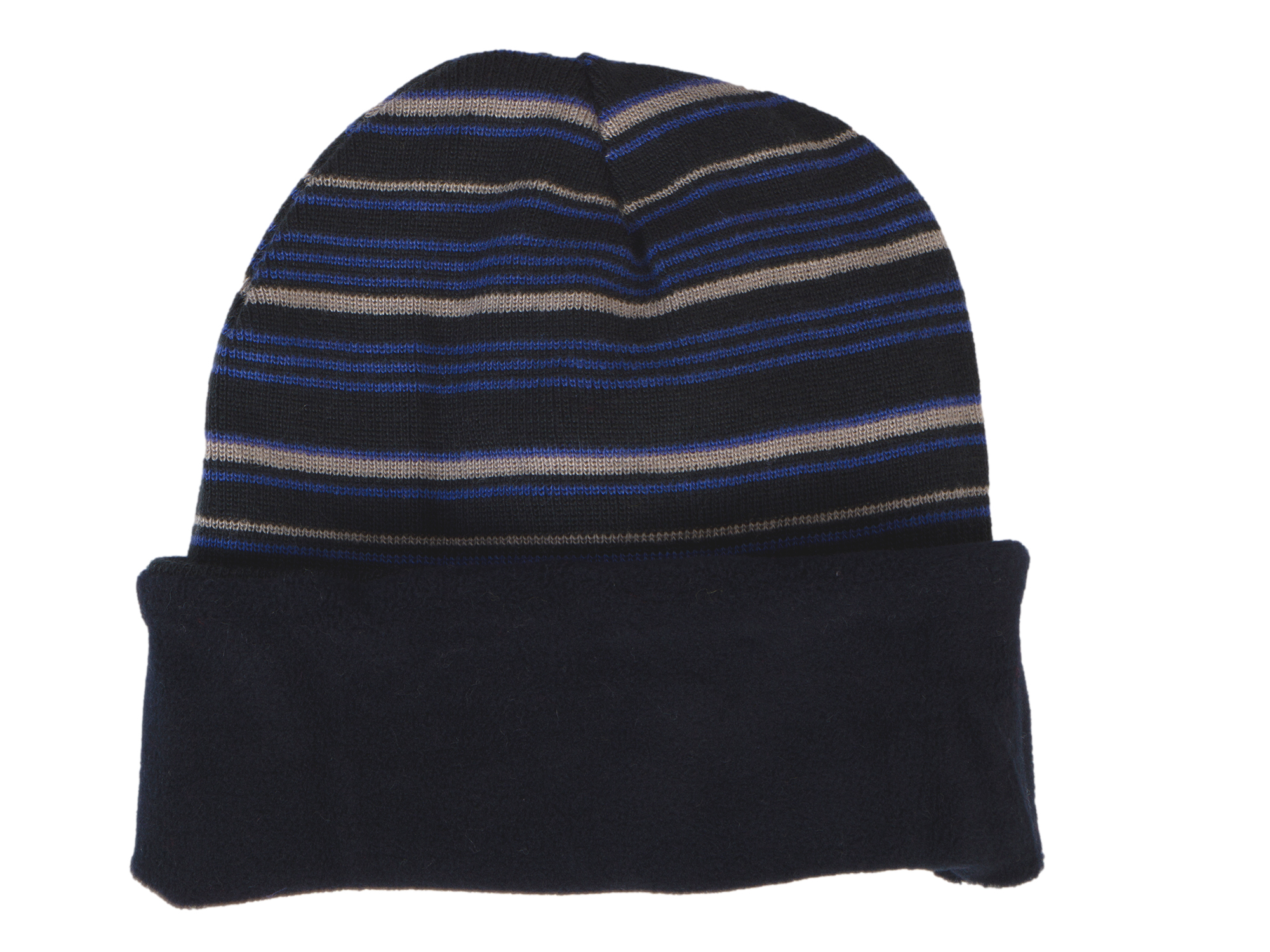 Slouchy Knit Beanie Reversible Winter Hat Soft Warm Unisex Cuffed Skull Cap Reversible Warm Winter Knit Striped Skull Cap Cuff Slouchy  main image 3