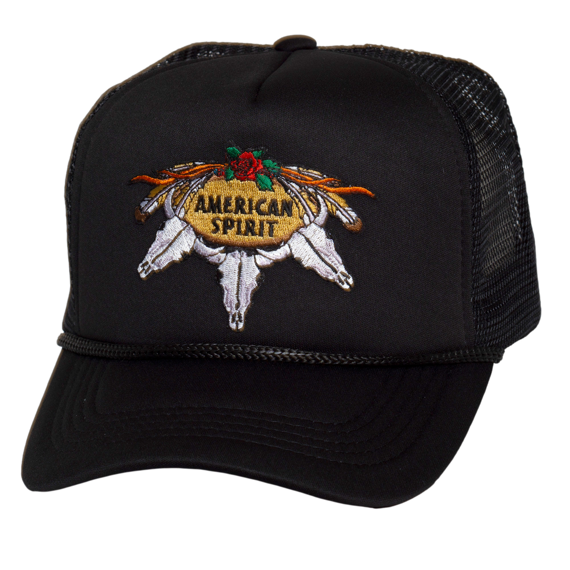 denden☆ Top Headwear Men's American Spirit Trucker Hat - Skull Rose
