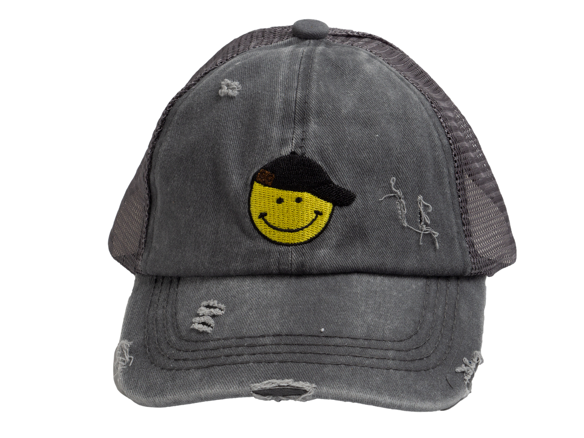 C.C Girls Smile Embroidered Criss Cross Cap Ponytail Hat - Picture 5 of 20