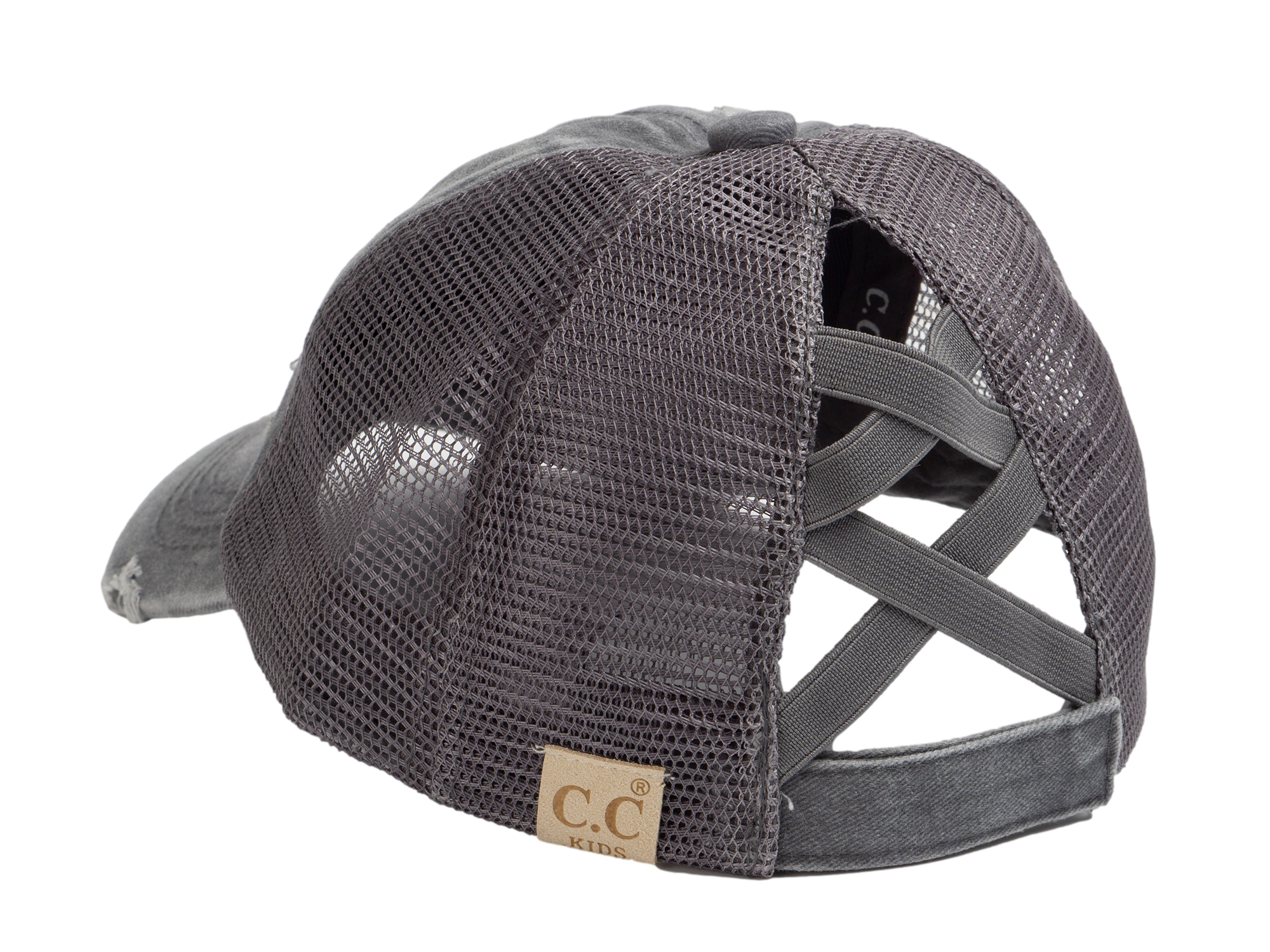 C.C Girls Smile Embroidered Criss Cross Cap Ponytail Hat - Picture 7 of 20