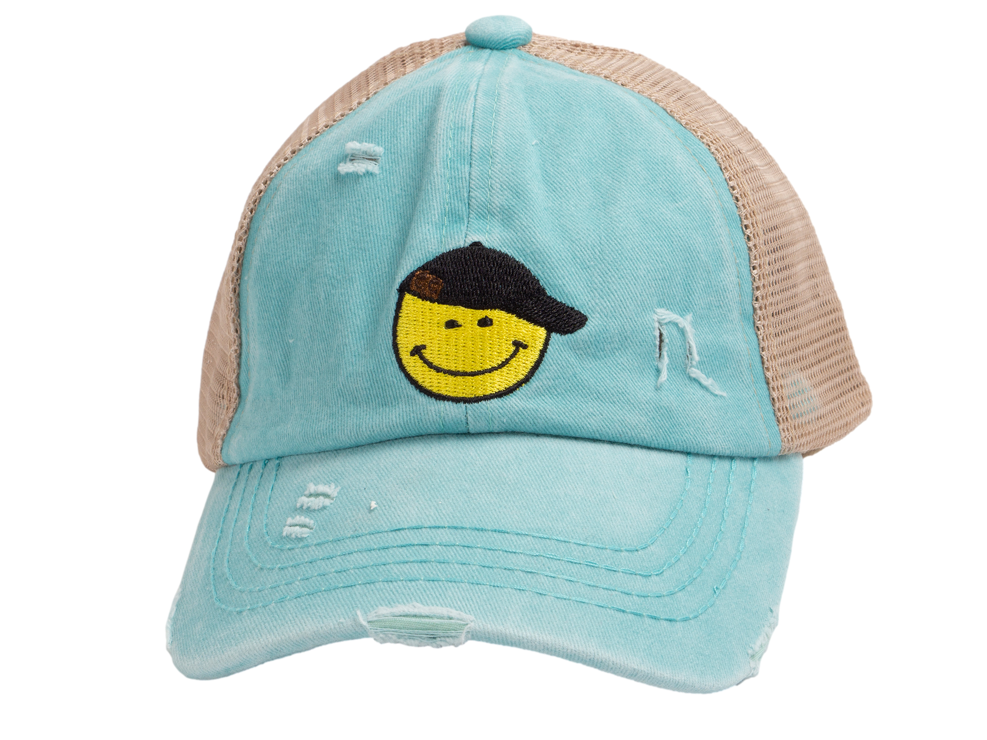 C.C Girls Smile Embroidered Criss Cross Cap Ponytail Hat - Picture 9 of 20