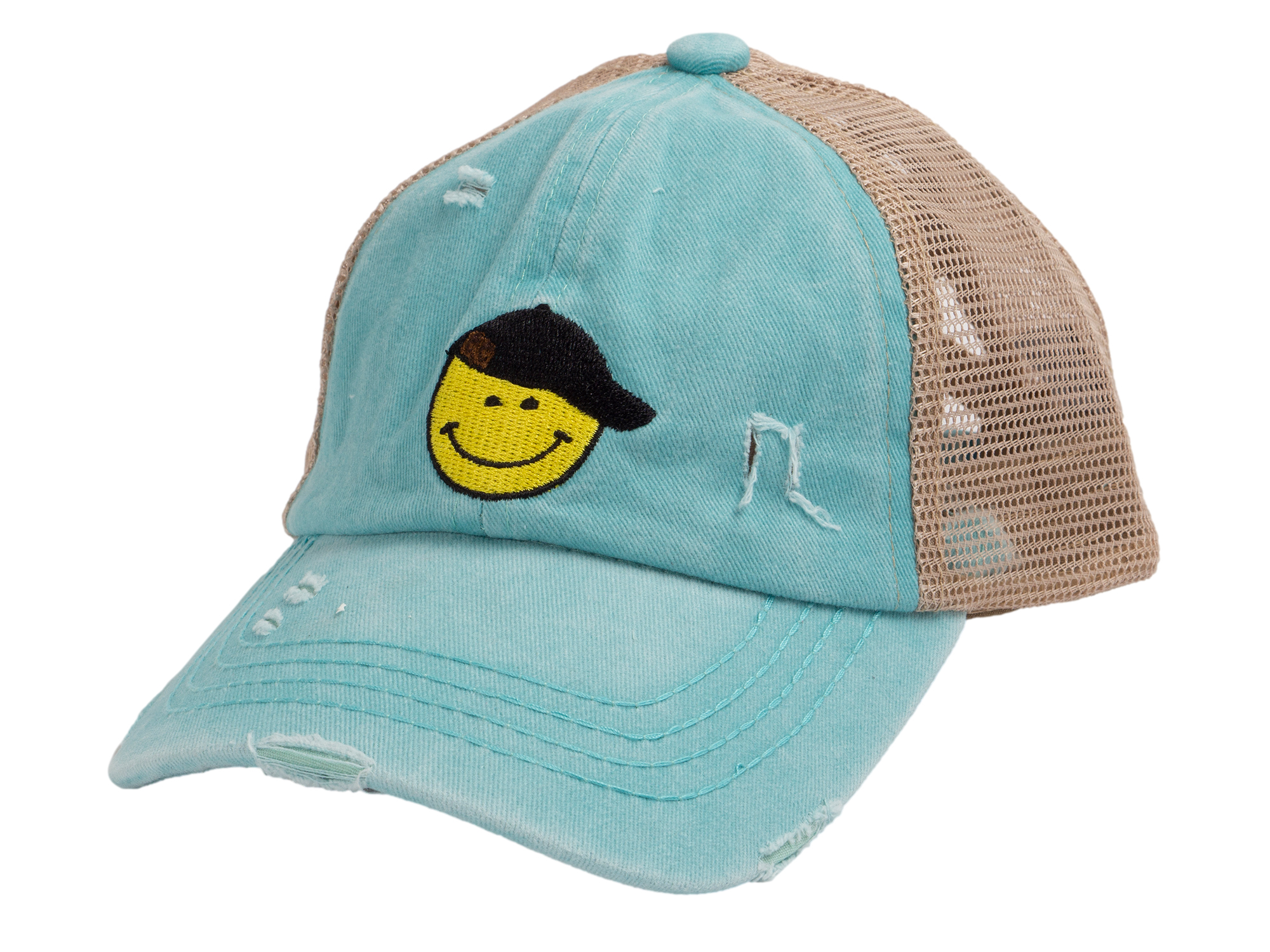C.C Girls Smile Embroidered Criss Cross Cap Ponytail Hat - Picture 10 of 20