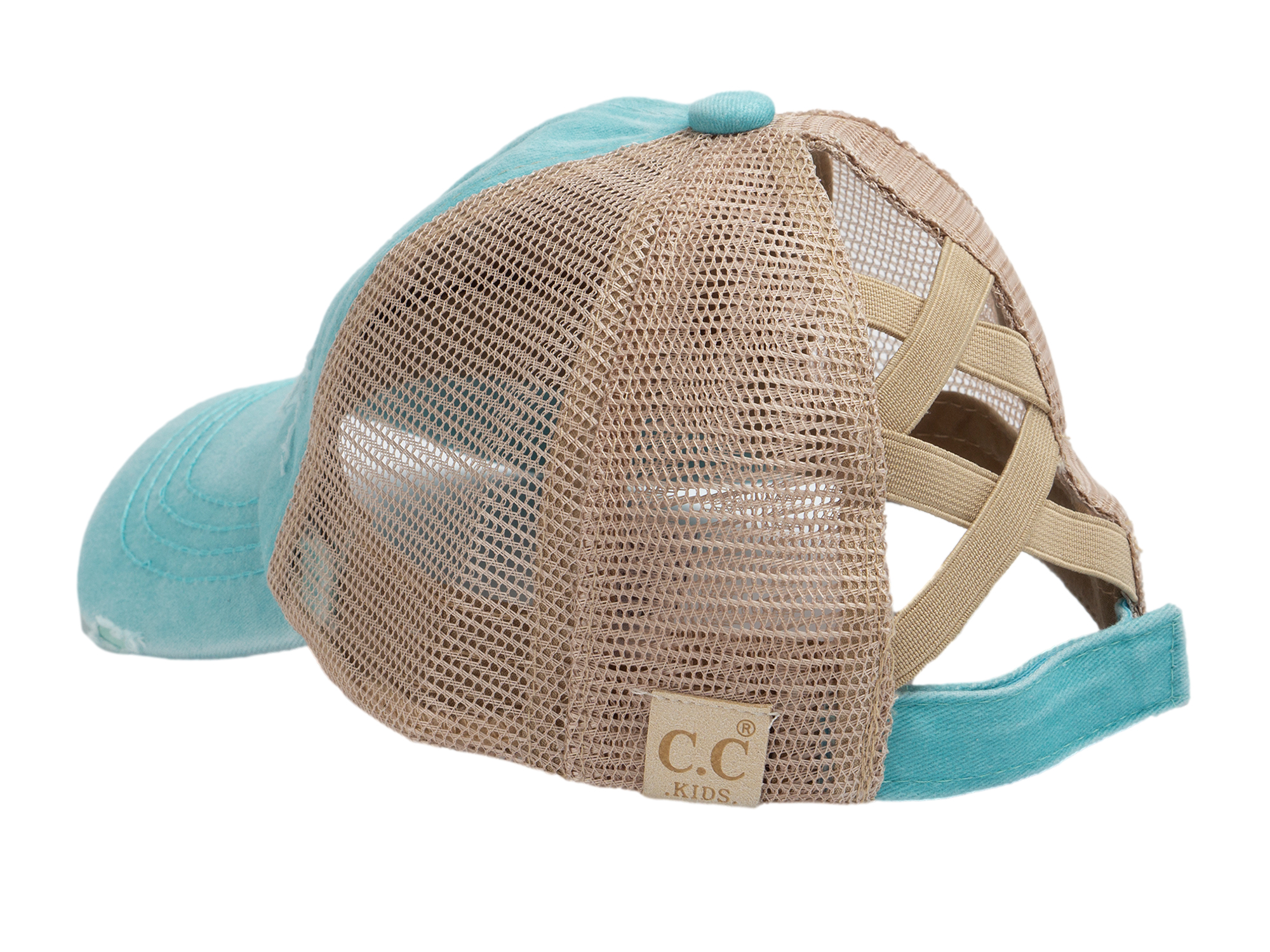 C.C Girls Smile Embroidered Criss Cross Cap Ponytail Hat - Picture 11 of 20