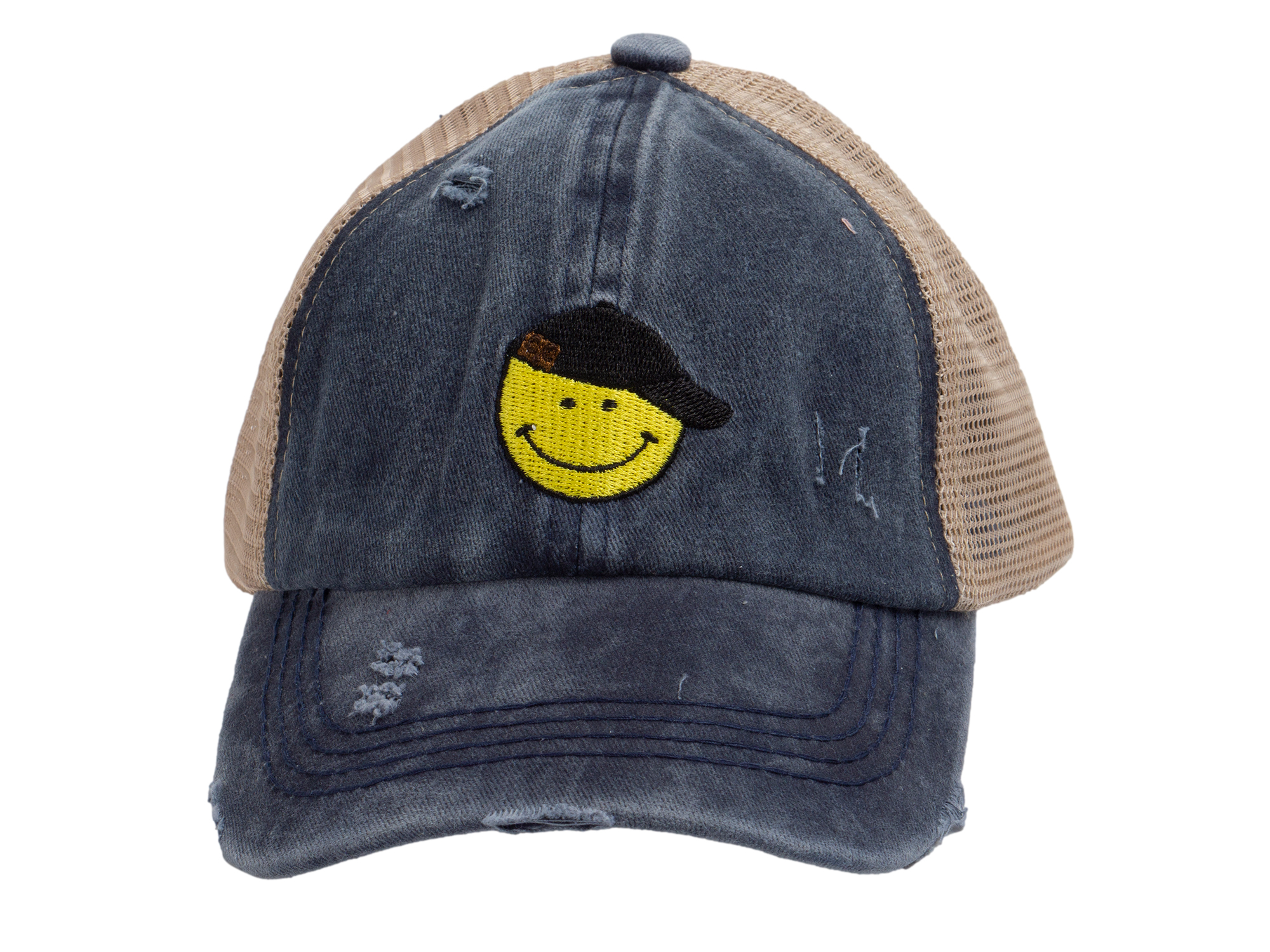 C.C Girls Smile Embroidered Criss Cross Cap Ponytail Hat - Picture 13 of 20