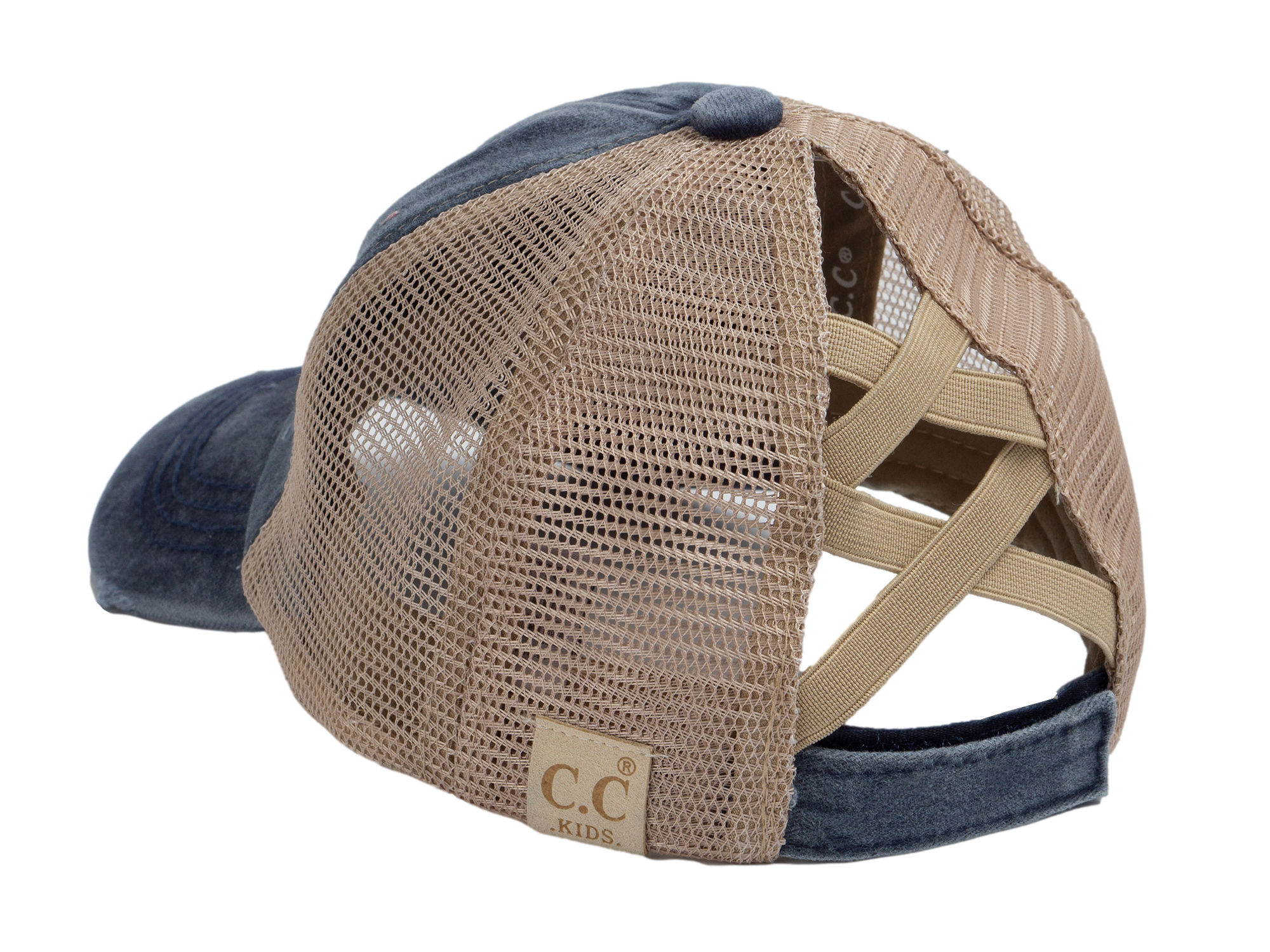 C.C Girls Smile Embroidered Criss Cross Cap Ponytail Hat - Picture 15 of 20